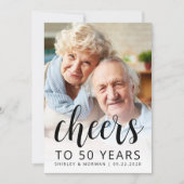 Foto Cheers Black Script 50th Anniversary Party Einladung (Vorderseite)