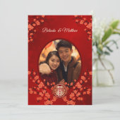Foto Cherry Blossom Chinesische Hochzeit Einladung (Stehend Vorderseite)