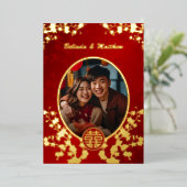 Foto Cherry Blossom Chinesische Hochzeit Folieneinladung (Stehend vorne)