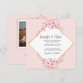 Foto Cherry Blossom QR Code Hochzeit Einladung (Vorne/Hinten)