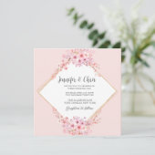 Foto Cherry Blossom QR Code Hochzeit Einladung (Stehend Vorderseite)
