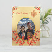 Foto Cherry Blossom tibetische Hochzeit Einladung (Stehend Vorderseite)