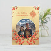 Foto Cherry Blossom tibetische Hochzeit Einladung (Stehend Vorderseite)