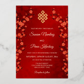 Foto Cherry Blossom tibetische Hochzeit Folieneinladung (Rückseite)