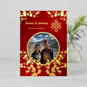 Foto Cherry Blossom tibetische Hochzeit Folieneinladung (Stehend vorne)