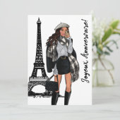 Foto Chic Eiffel Tower, Trendy Paris Geburtstag Karte (Stehend Vorderseite)