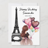 Foto Chic Eiffelturm, Herzblasen Geburtstag Karte (Vorderseite)