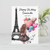 Foto Chic Eiffelturm, Herzblasen Geburtstag Karte (Stehend Vorderseite)