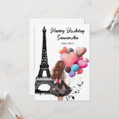 Foto Chic Eiffelturm, Herzblasen Geburtstag Karte (Vorderseite/Rückseite Beispiel)