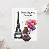 Foto Chic Eiffelturm, Herzblasen Geburtstag Karte (Vorderseite/Rückseite Beispiel)