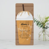 Foto Chic Holz Hintergrund Iccied Kaffee Geburtsta Einladung (Stehend Vorderseite)