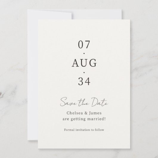 Foto| Chic Minimalistisch Wedding Save the Date (Vorderseite)