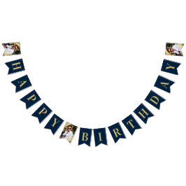 Foto Chic Navy Gold Happy Geburtstag Wimpelkette