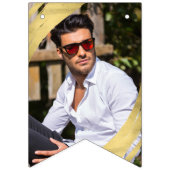 Foto Chic Navy Gold Happy Geburtstag Wimpelkette (Erste Fahne)