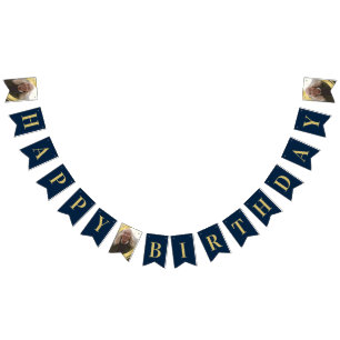 Foto Chic Navy und Gold Alles Gute zum Geburtstag Wimpelkette