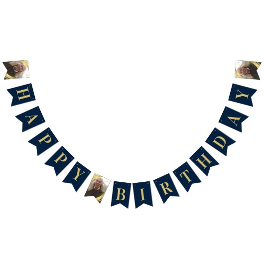 Foto Chic Navy und Gold Happy Geburtstag Wimpelkette (Alle)