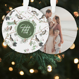 Foto Chickadevogel Berries & Pinecones Ornament