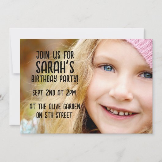 FOTO CHILD'S BIRDERDAY PARTY CUSTOM EINLADUNG (Vorderseite)