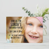 FOTO CHILD'S BIRDERDAY PARTY CUSTOM EINLADUNG (Stehend Vorderseite)