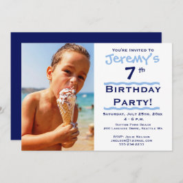 Foto Child's Blue Birthday Party Einladung