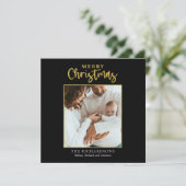 Foto Christmas Gold Foil Script Moderne Familie (Stehend Vorderseite)
