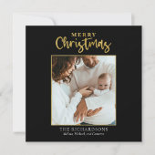 Foto Christmas Gold Foil Script Moderne Familie (Vorderseite)