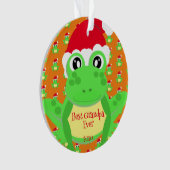 Foto Christmas Orange Frosch Weihnachtsmannmütze M Ornament (Vorderseite)
