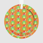 Foto Christmas Orange Frosch Weihnachtsmannmütze M Ornament (Rückseite)