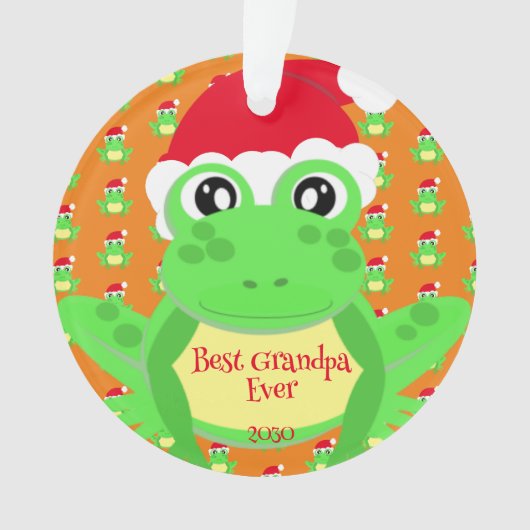 Foto Christmas Orange Frosch Weihnachtsmannmütze M Ornament (Vorderseite)