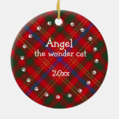 Foto "Christmas Red Green Kariert Cats" - Rahmen u Keramik Ornament (Hinten)