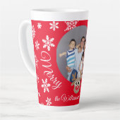Foto Christmas Red Niedlich Reindeer White Script Milchtasse (Linke Ecke)