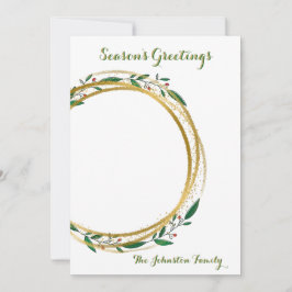 Foto Circle Gold Green & Red Christmas Karte