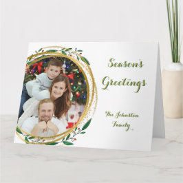 Foto Circle Gold Grün & Rote Jahreszeit Grüße Karte