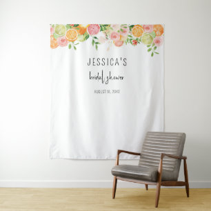 Foto "Citrus Floral Brautparty Background" Wandteppich