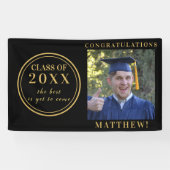 Foto Class 2025 Black Gold Abschluss Banner (Horizontal)
