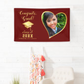 Foto Class 2025 Maroon Red and Gold Abschluss Banner (Insitu)