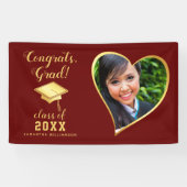 Foto Class 2025 Maroon Red and Gold Abschluss Banner (Horizontal)