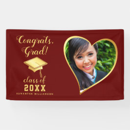Foto Class 2025 Maroon Red and Gold Abschluss Banner