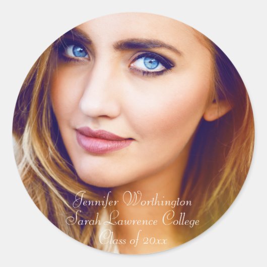 Foto "Class" Name Schule trendy Abschluss Runder Aufkleber (Vorderseite)