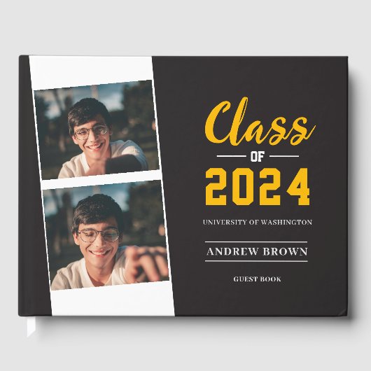 Foto Class of Gray and Gold Guest Book Gästebuch (Vorderseite)