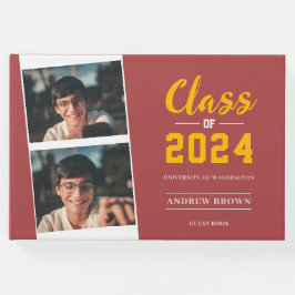 Foto Class of Pastel Red and Gold Guest Book Gästebuch