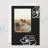 Foto Classic Gothic Black Floral Sketch Wedding Einladung (Rückseite)