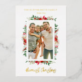 Foto Classic Merriest Christmas Poinsettias Folieneinladung (Vorderseite)