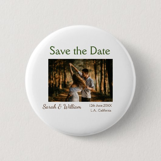 Foto Classic White elegante Typografy Hochzeit Mod Button (Vorderseite)