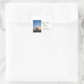 Foto Classic White elegante Typografy Hochzeit Mod Quadratischer Aufkleber (Tasche)