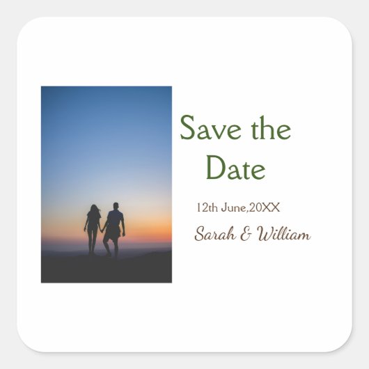 Foto Classic White elegante Typografy Hochzeit Mod Quadratischer Aufkleber (Vorderseite)