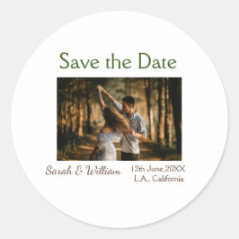 Foto Classic White elegante Typografy Hochzeit Mod Runder Aufkleber