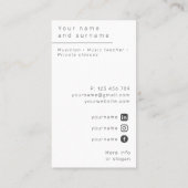 Foto Classical Music Minimalist Business Card Visitenkarte (Rückseite)