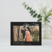 Foto Classy Black Wedding Save the Date Postkarte (Stehend Vorderseite)