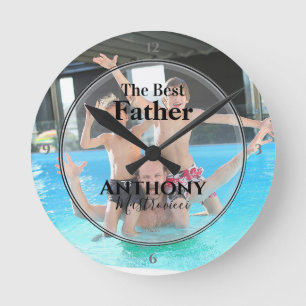 Foto Clock mit den Worten "Der beste Vater" und Na Runde Wanduhr
